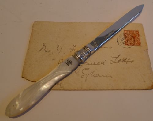 Antique Sterling Silver & Mother of Pearl Letter Opener