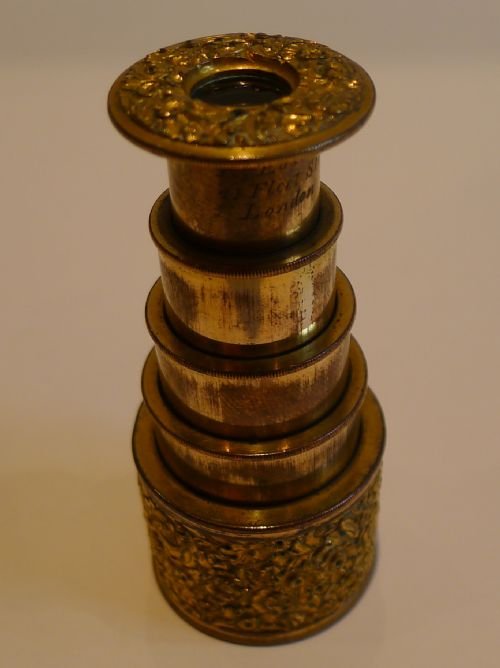 fig 1. Georgian English Gilt Metal Monocular - Four Drawer, c.1820 - Signed