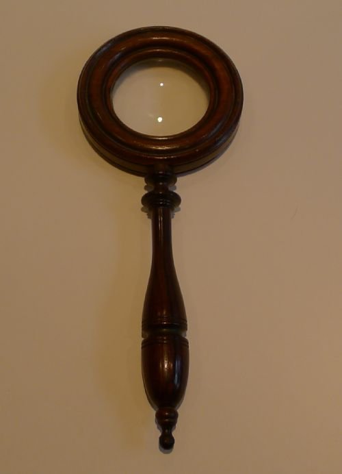 Antique English Turned Rosewood Library Magnifying Glass C.1820
