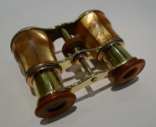 Pretty Gold Coloured Mother of Pearl Antique Opera Glasses - French C.1900