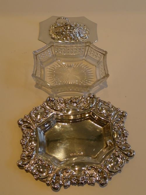 fig 1. Antique Silver Plate & Glass Butter Dish - Reg. For 1897