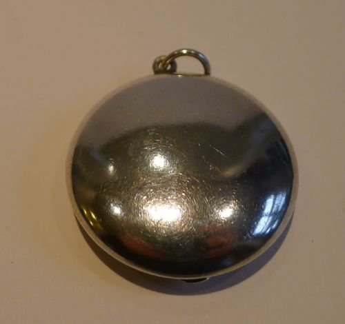 fig 1. Sterling Silver & Blue Guilloche Enamel Miniature Compact / Pill Box