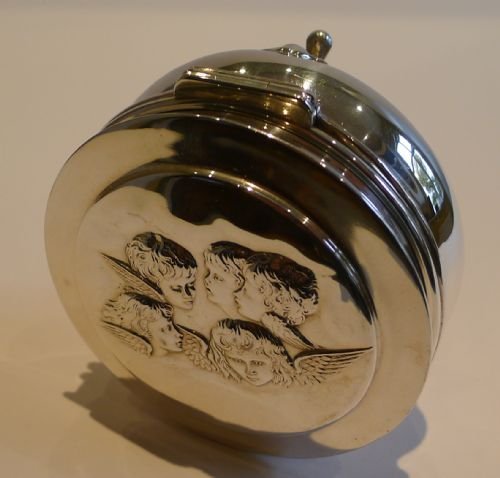 fig 1. Antique English Sterling Silver Jewellery Box - London 1901 - Reynold's Angels