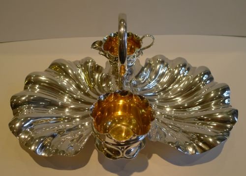 Antique English Silver Plated Strawberry Set by Daniel Arter, C.1895