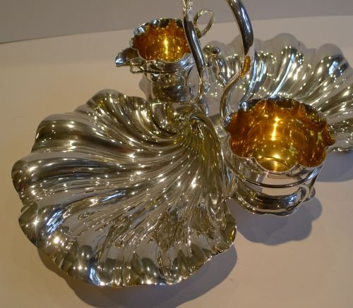 fig 1. Antique English Silver Plated Strawberry Set by Daniel Arter, c.1895