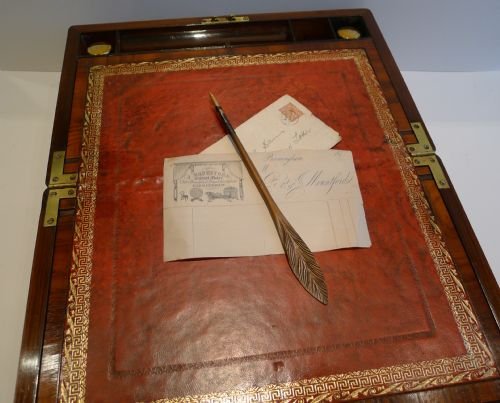 fig 1. Antique English Rosewood Writing Slope / Lap Desk c.1835 - William IV