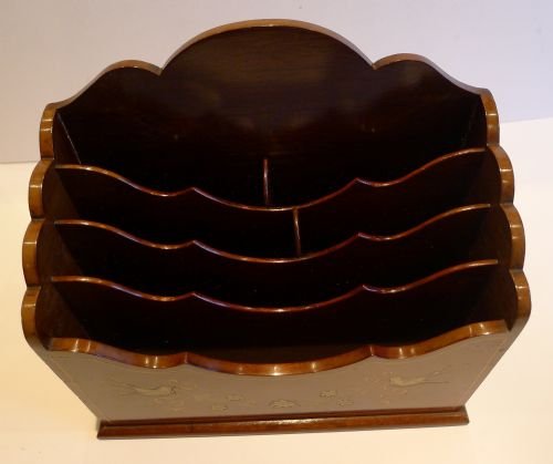 fig 2. Stunning Inlaid Letter / Stationery Rack or Holder - Signed, Weedon, Sloane St. c.1900