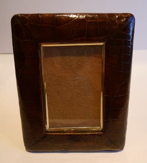 Small Antique English Photograph Frame in Crocodile / Alligator Skin C.1900