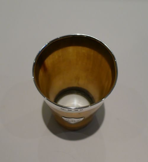 fig 1. Antique English or Scottish Antler Horn Beaker - Sterling Silver - 1878