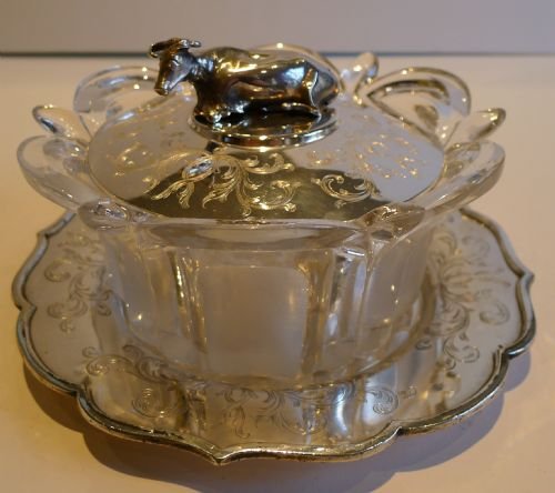 Antique English Figural Butter Dish - Sterling Cow - Sheffield 1844