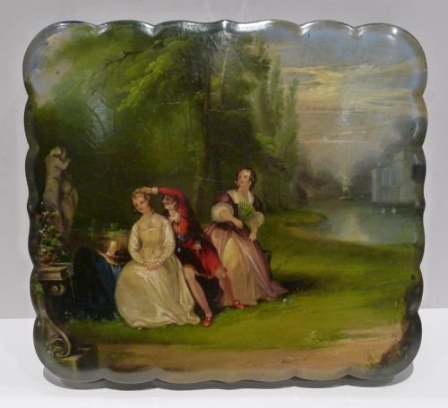 fig 1. Magnificent Hand Painted Set Counter Boxes by Jennens & Bettridge c.1840
