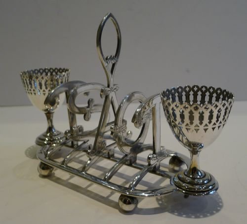English Victorian Toast Rack and Egg Cup Cruet C. 1880