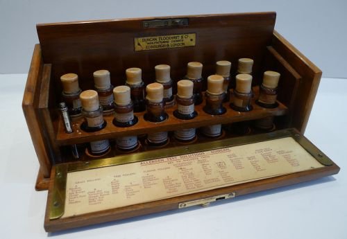 Antique Walnut Homeopathic / Allergen Test Set by Duncan Flockhart of Edinburgh & London