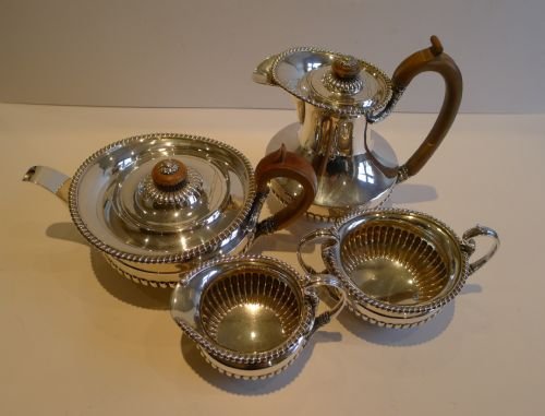 fig 1. Top Notch Antique Silver Plated Tea Set by Mappin & Webb - Figural Snake Handles