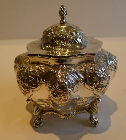 Magnificent Antique English Sterling Silver Tea Caddy - Chester 1896