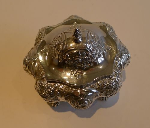 fig 2. Magnificent Antique English Sterling Silver Tea Caddy - Chester 1896