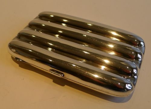 English Sterling Silver Four Finger Cigar Case - 1913