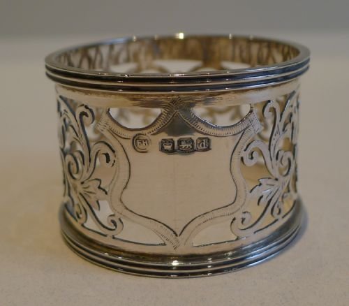 Wonderful English Sterling Silver Napkin Ring - Pierced or Reticulated - 1921