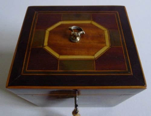 fig 1. Rare George III Exotic Wood Geometric Tea Caddy c.1790