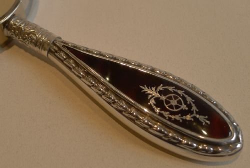 fig 1. English Sterling Silver & Tortoise Shell Magnifying Glass - Pique Inlaid