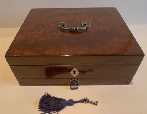 Elegant Antique English Jewelry or Table Box C.1800 - Steel Mounts