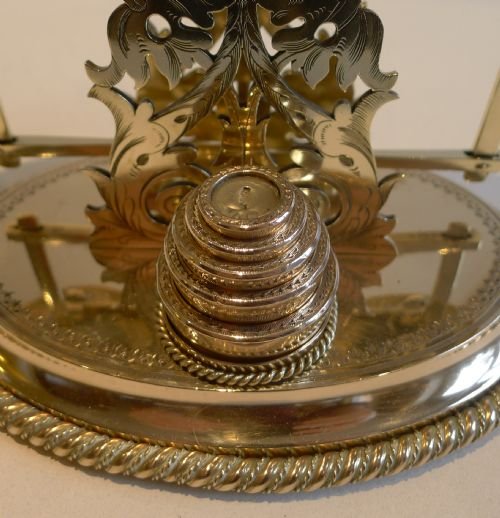 fig 1. Magnificent Victorian Engraved Postal / Letter Scales - Malachite Stones - Signed