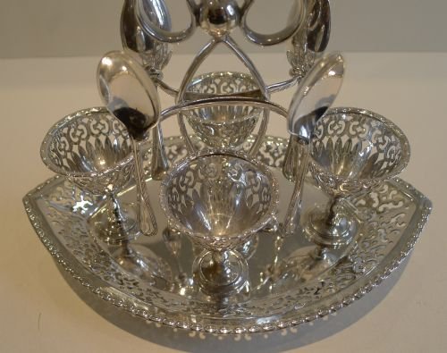 fig 1. Antique English Silver Plate Egg Cruet For Four c.1900