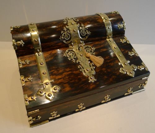 Magnificent Antique English Coromandel Writing Slope / Lap Desk C.1850