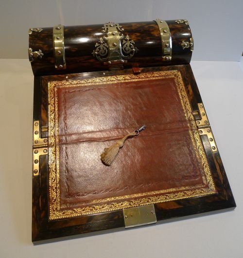 fig 1. Magnificent Antique English Coromandel Writing Slope / Lap Desk c.1850