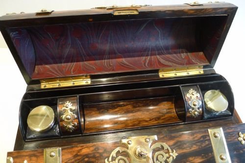 fig 2. Magnificent Antique English Coromandel Writing Slope / Lap Desk c.1850