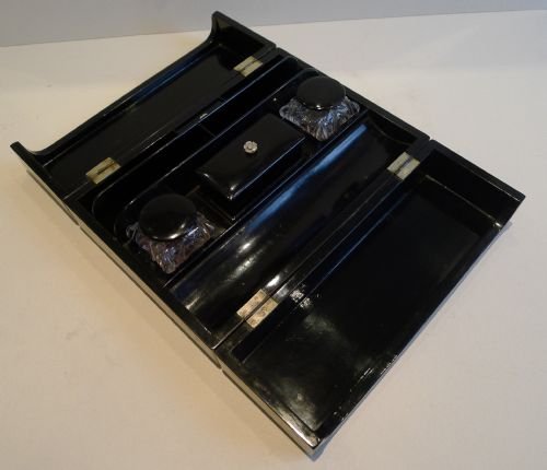fig 1. Antique English Painted Papier Mache Desk Stationery Box / Inkstand c.1870