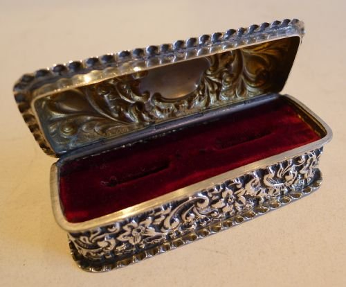 Pretty Antique English Sterling Silver Ring Box for Two Rings - 1898