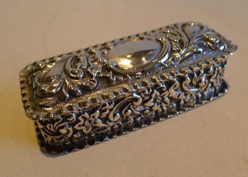 fig 1. Pretty Antique English Sterling Silver Ring Box For Two Rings - 1898