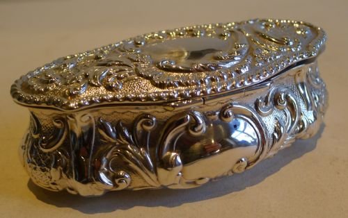 fig 1. Antique English Sterling Silver Ring Box (For Three) - 1903