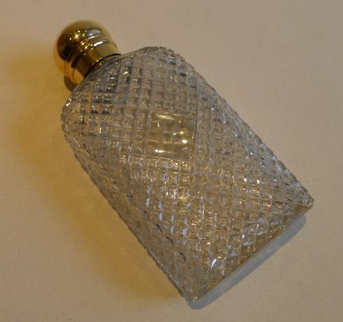 Handsome Antique English Fine Cut Glass Scent or Perfume Flask C.1880