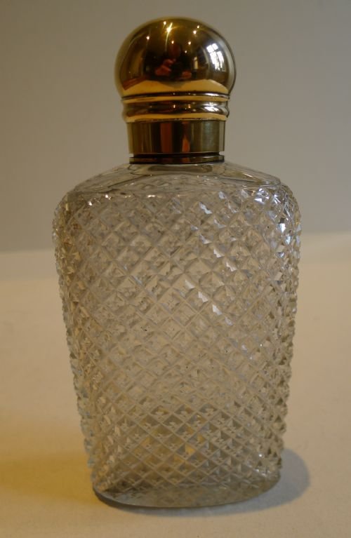 fig 1. Handsome Antique English Fine Cut Glass Scent or Perfume Flask c.1880