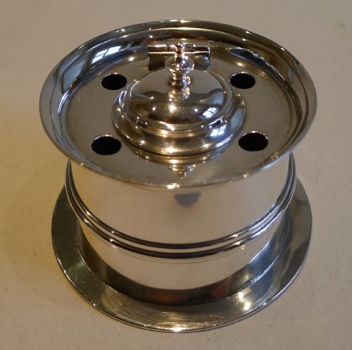 Unusual Antique English Sterling Silver Inkwell - London 1901