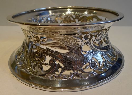 Antique Georgian Old Sheffield Plate Dish or Potato Ring - Pheasants, C.1785