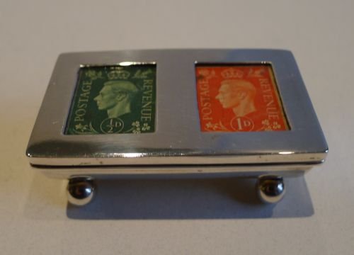 Antique English Sterling Silver Double Postage Stamp Box - 1904