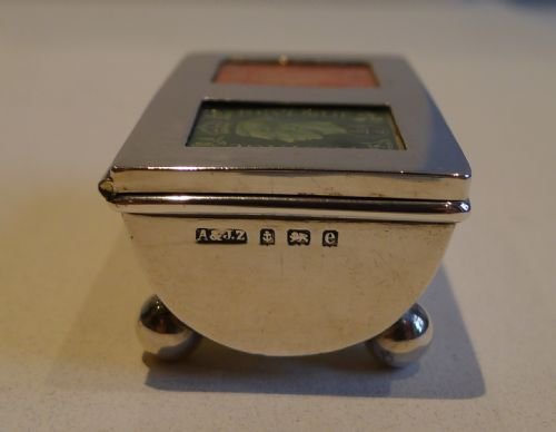 fig 1. Antique English Sterling Silver Double Postage Stamp Box - 1904