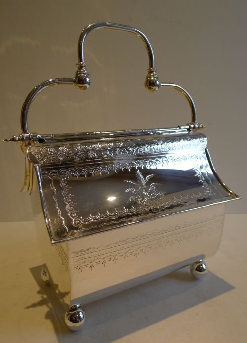 Fabulous Unusual Antique English Biscuit Box / Server C.1880