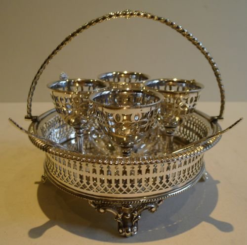 Antique English Silver Plated Egg Cruet for Four C.1900