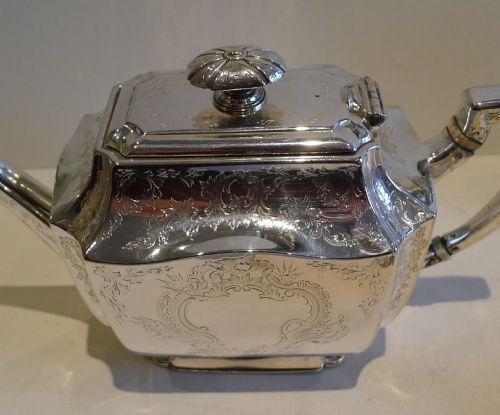fig 1. Antique English Engraved Tea & Coffee Set by Atkin Brothers - Reg'd. Number for 1888