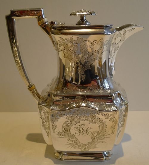 fig 2. Antique English Engraved Tea & Coffee Set by Atkin Brothers - Reg'd. Number for 1888
