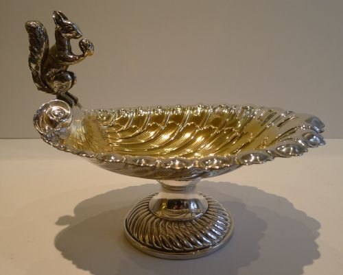 Large Antique Wmf Figural Nut Dish - Squirrel - Victorian C.1900
