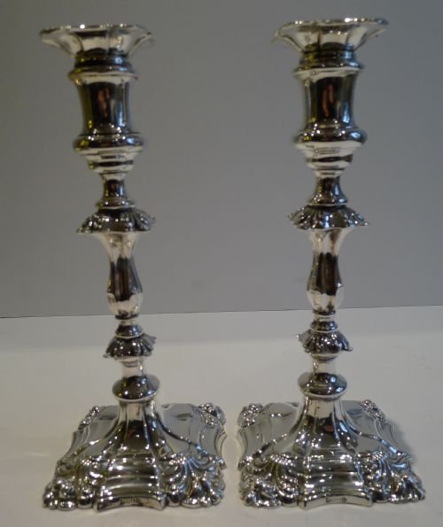 Pair Antique English Silver Plated Candlesticks C.1860