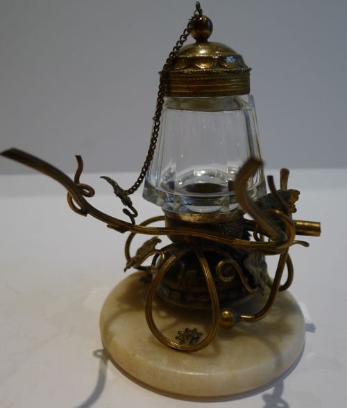 fig 3. Antique French Combined Inkwell & Desk Bell c.1890