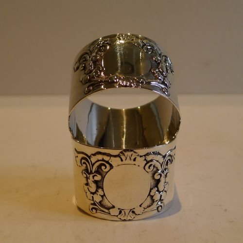 Pair Antique English Sterling Silver Napkin Rings - 1908