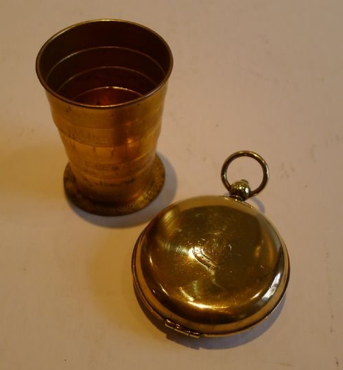 Antique English Folding Spirit Beaker with Case - Reg. Number for 1886
