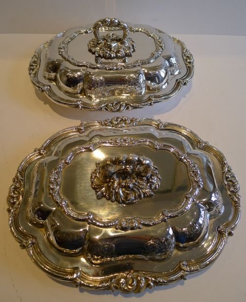Magnificent Pair Antique Old Sheffield Plate Entree Dishes C.1830/5